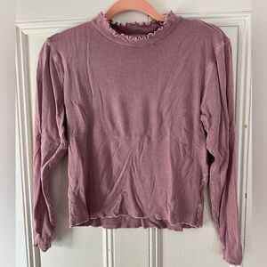 Lucky Brand Pink Ribbed Fitted Hoodie